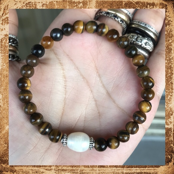 🔴SALE ! Tiger eye genuine pearl bead bracelet - Picture 3 of 10